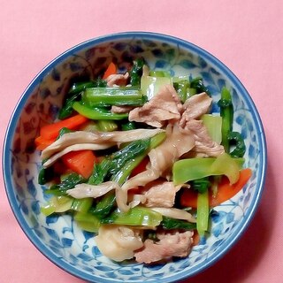 舞茸と小松菜と豚肉の炒めもの